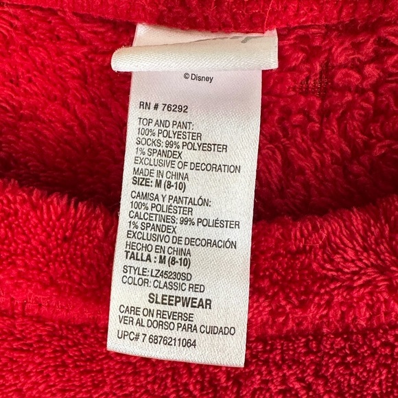 Disney Red Mickey Mouse Fleece Sleepwear Top Sz M - Picture 2 of 7